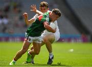 5 August 2018; Paul Lambert of Mayo in action against Mark Barrett of Kildare during the EirGrid GAA Football All-Ireland U20 Championship final match between Mayo and Kildare at Croke Park in Dublin. Photo by Piaras Ó Mídheach/Sportsfile