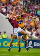 5 August 2018; Daithí Burke of Galway gains possession ahead of John Conlon of Clare during the GAA Hurling All-Ireland Senior Championship semi-final replay match between Galway and Clare at Semple Stadium in Thurles, Co Tipperary. Photo by Brendan Moran/Sportsfile