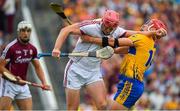 5 August 2018; James Skehill of Galway is tackled by John Conlon of Clare during the GAA Hurling All-Ireland Senior Championship semi-final replay match between Galway and Clare at Semple Stadium in Thurles, Co Tipperary. Photo by Brendan Moran/Sportsfile