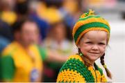 5 August 2018; Donegal supporter Cassie Rose Melly, age 4, from Lettermacaward, Co Donegal, prior to the GAA Football All-Ireland Senior Championship Quarter-Final Group 2 Phase 3 match between Tyrone and Donegal at MacCumhaill Park in Ballybofey, Co Donegal. Photo by Stephen McCarthy/Sportsfile