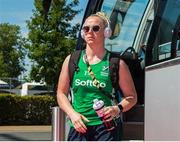 5 August 2018; Ayeisha McFerran of Ireland arrives before the Women's Hockey World Cup Final match between Ireland and Netherlands at the Lee Valley Hockey Centre in QE Olympic Park, London, England. Photo by Craig Mercer/Sportsfile
