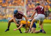 5 August 2018; Tony Kelly of Clare is tackled by Johnny Coen, left, and Aidan Harte of Galway  during the GAA Hurling All-Ireland Senior Championship semi-final replay match between Galway and Clare at Semple Stadium in Thurles, Co Tipperary. Photo by Brendan Moran/Sportsfile