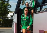 5 August 2018; Anna O’Flanagan of Ireland arrives before the Women's Hockey World Cup Final match between Ireland and Netherlands at the Lee Valley Hockey Centre in QE Olympic Park, London, England. Photo by Craig Mercer/Sportsfile