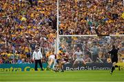 5 August 2018; James Skehill of Galway keeps an eye on Shane O'Donnell of Clare on his way to score a goal in the 43rd minute during the GAA Hurling All-Ireland Senior Championship semi-final replay match between Galway and Clare at Semple Stadium in Thurles, Co Tipperary. Photo by Ray McManus/Sportsfile