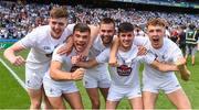 5 August 2018; Kildare players, from left, David Marnell, DJ Earley, John O'Toole, Pádraig Nash and Shane O’Sullivan celebrate after the EirGrid GAA Football All-Ireland U20 Championship final match between Mayo and Kildare at Croke Park in Dublin. Photo by Piaras Ó Mídheach/Sportsfile