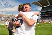 5 August 2018; Cian Costigan, right, and Jack Bambrick of Kildare celebrate after the EirGrid GAA Football All-Ireland U20 Championship final match between Mayo and Kildare at Croke Park in Dublin. Photo by Piaras Ó Mídheach/Sportsfile
