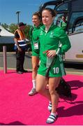 5 August 2018; Shirley McCay and Deirdre Duke of Ireland arrive before the Women's Hockey World Cup Final match between Ireland and Netherlands at the Lee Valley Hockey Centre in QE Olympic Park, London, England. Photo by Craig Mercer/Sportsfile