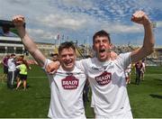 5 August 2018; Niall Murphy, left, and Mark Barrett of Kildare celebrate after the EirGrid GAA Football All-Ireland U20 Championship final match between Mayo and Kildare at Croke Park in Dublin. Photo by Daire Brennan/Sportsfile
