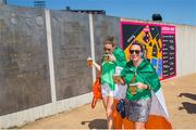 5 August 2018; Irish supporters arriving at the Lee Valley Hockey Centre before the Women's Hockey World Cup Final match between Ireland and Netherlands at the Lee Valley Hockey Centre in QE Olympic Park, London, England. Photo by Craig Mercer/Sportsfile