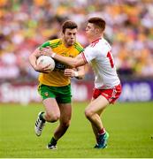 5 August 2018; Eoghan Bán Gallagher of Donegal in action against Cathal McShane of Tyrone during the GAA Football All-Ireland Senior Championship Quarter-Final Group 2 Phase 3 match between Tyrone and Donegal at MacCumhaill Park in Ballybofey, Co Donegal. Photo by Stephen McCarthy/Sportsfile