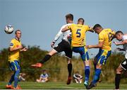 5 August 2018; Jason Murphy of North End United scores his side's first goal during the Tom Hand Cup Final match between North End United and Maynooth University Town at All Blacks AFC in Bog East, Co. Wexford. Photo by Eóin Noonan/Sportsfile