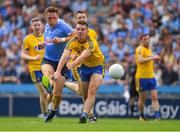 5 August 2018; Paul Flynn of Dublin scores his side's first goal despite the efforts of John McManus of Roscommon during the GAA Football All-Ireland Senior Championship Quarter-Final Group 2 Phase 3 match between Dublin and Roscommon at Croke Park in Dublin. Photo by Piaras Ó Mídheach/Sportsfile