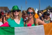5 August 2018; Irish supporters enjoy the atmosphere before the Women's Hockey World Cup Final match between Ireland and Netherlands at the Lee Valley Hockey Centre in QE Olympic Park, London, England. Photo by Craig Mercer/Sportsfile