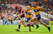 5 August 2018; Conor Whelan of Galway is tackled by Peter Duggan and Colm Galvin of Clare, right, during the GAA Hurling All-Ireland Senior Championship semi-final replay match between Galway and Clare at Semple Stadium in Thurles, Co Tipperary. Photo by Brendan Moran/Sportsfile