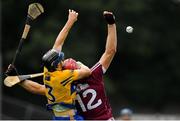 5 August 2018; Jonathan Glynn of Galway and David McInerney of Clare contest possession during the GAA Hurling All-Ireland Senior Championship semi-final replay match between Galway and Clare at Semple Stadium in Thurles, Co Tipperary. Photo by Brendan Moran/Sportsfile