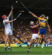 5 August 2018; Aron Shanagher of Clare in action against James Skehill, left, and Daithí Burke of Galway during the GAA Hurling All-Ireland Senior Championship semi-final replay between Galway and Clare at Semple Stadium in Thurles, Co Tipperary. Photo by Ramsey Cardy/Sportsfile