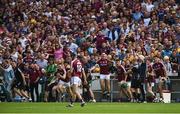 5 August 2018; Galway players and supporters celebrate at the final whistle after the GAA Hurling All-Ireland Senior Championship semi-final replay match between Galway and Clare at Semple Stadium in Thurles, Co Tipperary. Photo by Diarmuid Greene/Sportsfile