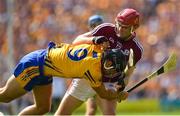5 August 2018; Jonathan Glynn of Galway is tackled by Cathal Malone of Clare during the GAA Hurling All-Ireland Senior Championship semi-final replay match between Galway and Clare at Semple Stadium in Thurles, Co Tipperary. Photo by Brendan Moran/Sportsfile