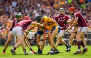 5 August 2018; Cathal Malone of Clare holds the sliothar ahead of Jonathan Glynn of Galway during the GAA Hurling All-Ireland Senior Championship semi-final replay match between Galway and Clare at Semple Stadium in Thurles, Co Tipperary. Photo by Brendan Moran/Sportsfile