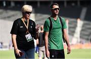 5 August 2018; Thomas Barr of Ireland, right, with his coach, Hayley Harrison, during a practice session prior to official opening of the 2018 European Athletics Championships in Berlin, Germany. Photo by Sam Barnes/Sportsfile