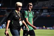 5 August 2018; Thomas Barr of Ireland, right, with his coach, Hayley Harrison, during a practice session prior to official opening of the 2018 European Athletics Championships in Berlin, Germany. Photo by Sam Barnes/Sportsfile