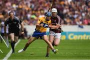 5 August 2018; Shane O'Donnell of Clare in action against John Hanbury of Galway during the GAA Hurling All-Ireland Senior Championship semi-final replay match between Galway and Clare at Semple Stadium in Thurles, Co Tipperary. Photo by Diarmuid Greene/Sportsfile