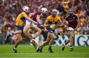5 August 2018; Joe Canning of Galway in action against Conor Cleary, left, and Patrick O'Connor of Clare during the GAA Hurling All-Ireland Senior Championship semi-final replay match between Galway and Clare at Semple Stadium in Thurles, Co Tipperary. Photo by Diarmuid Greene/Sportsfile
