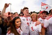 5 August 2018; Cathal McShane of Tyrone celebrates with his mother Theresa following the GAA Football All-Ireland Senior Championship Quarter-Final Group 2 Phase 3 match between Tyrone and Donegal at MacCumhaill Park in Ballybofey, Co Donegal. Photo by Stephen McCarthy/Sportsfile