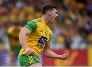5 August 2018; Jamie Brennan of Donegal celebrates after scoring a point during the GAA Football All-Ireland Senior Championship Quarter-Final Group 2 Phase 3 match between Tyrone and Donegal at MacCumhaill Park in Ballybofey, Co Donegal. Photo by Oliver McVeigh/Sportsfile
