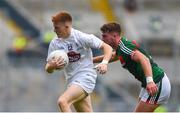5 August 2018; Tony Archbold of Kildare in action against Jordan Flynn of Mayo during the EirGrid GAA Football All-Ireland U20 Championship final match between Mayo and Kildare at Croke Park in Dublin. Photo by Daire Brennan/Sportsfile