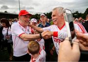 5 August 2018; Tyrone manager Mickey Harte is congratulated by supporters following the GAA Football All-Ireland Senior Championship Quarter-Final Group 2 Phase 3 match between Tyrone and Donegal at MacCumhaill Park in Ballybofey, Co Donegal. Photo by Stephen McCarthy/Sportsfile