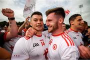 5 August 2018; Declan McClure, right, and Richard Donnelly of Tyrone celebrate following the GAA Football All-Ireland Senior Championship Quarter-Final Group 2 Phase 3 match between Tyrone and Donegal at MacCumhaill Park in Ballybofey, Co Donegal. Photo by Stephen McCarthy/Sportsfile