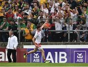 5 August 2018; Declan McClure of Tyrone celebrates after scoring his side's second goal during the GAA Football All-Ireland Senior Championship Quarter-Final Group 2 Phase 3 match between Tyrone and Donegal at MacCumhaill Park in Ballybofey, Co Donegal. Photo by Oliver McVeigh/Sportsfile