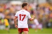 5 August 2018; Mark Bradley of Tyrone celebrates a second half score during the GAA Football All-Ireland Senior Championship Quarter-Final Group 2 Phase 3 match between Tyrone and Donegal at MacCumhaill Park in Ballybofey, Co Donegal. Photo by Stephen McCarthy/Sportsfile