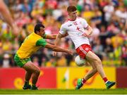 5 August 2018; Cathal McShane of Tyrone in action against Frank McGlynn of Donegal during the GAA Football All-Ireland Senior Championship Quarter-Final Group 2 Phase 3 match between Tyrone and Donegal at MacCumhaill Park in Ballybofey, Co Donegal. Photo by Stephen McCarthy/Sportsfile