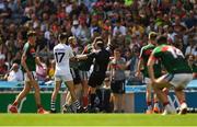 5 August 2018; Jordan Flynn of Mayo is shown the red card by Referee Niall Cullen during the EirGrid GAA Football All-Ireland U20 Championship final match between Mayo and Kildare at Croke Park in Dublin. Photo by Piaras Ó Mídheach/Sportsfile