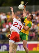 5 August 2018; Declan McClure of Tyrone in action against Anthony Thompson of Donegal during the GAA Football All-Ireland Senior Championship Quarter-Final Group 2 Phase 3 match between Tyrone and Donegal at MacCumhaill Park in Ballybofey, Co Donegal. Photo by Oliver McVeigh/Sportsfile