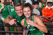 5 August 2018; Deirdre Duke of Ireland celebrates with family and friends after the Women's Hockey World Cup Final match between Ireland and Netherlands at the Lee Valley Hockey Centre in QE Olympic Park, London, England. Photo by Craig Mercer/Sportsfile