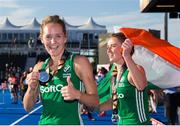 5 August 2018; Nicola Daly of Ireland celebrates with her silver medal after the Women's Hockey World Cup Final match between Ireland and Netherlands at the Lee Valley Hockey Centre in QE Olympic Park, London, England. Photo by Craig Mercer/Sportsfile