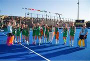 5 August 2018; The Ireland team celebrate with their silver medals after the Women's Hockey World Cup Final match between Ireland and Netherlands at the Lee Valley Hockey Centre in QE Olympic Park, London, England. Photo by Craig Mercer/Sportsfile