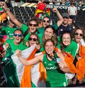 5 August 2018; Kathryn Mullan of Ireland celebrates with friends and family after the Women's Hockey World Cup Final match between Ireland and Netherlands at the Lee Valley Hockey Centre in QE Olympic Park, London, England. Photo by Craig Mercer/Sportsfile