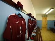 6 August 2018; A detailed view of the Cobh Ramblers jersey in the dressing room prior to the EA Sports Cup semi-final match between Cobh Ramblers and Dundalk at St. Colman's Park in Cobh, Co. Cork. Photo by Ben McShane/Sportsfile