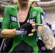 6 August 2018; Orla Walsh of Ireland prior to the Women's 500m Time Trial qualifying heats during day five of the 2018 European Championships at the Sir Chris Hoy Velodrome in Glasgow, Scotland. Photo by David Fitzgerald/Sportsfile