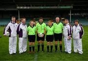 6 August 2018; Referee Eamonn Moran with his team of match officials prior to the TG4 All-Ireland Ladies Football Intermediate Championship quarter-final match between Sligo and Wicklow at the Gaelic Grounds in Limerick. Photo by Diarmuid Greene/Sportsfile