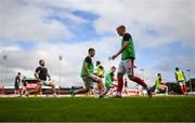 6 August 2018; Sligo Rovers players warm up prior to the EA Sports Cup semi-final match between Sligo Rovers and Derry City at the Showgrounds in Sligo. Photo by Stephen McCarthy/Sportsfile