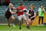 6 August 2018; Ciara O'Sullivan of Cork in action against Fiona Claffey, left, and Nicole Feery of Westmeath during the TG4 All-Ireland Ladies Football Senior Championship quarter-final match between Cork and Westmeath at the Gaelic Grounds in Limerick. Photo by Diarmuid Greene/Sportsfile