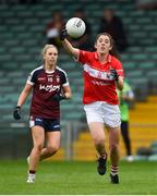 6 August 2018; Ciara O'Sullivan of Cork in action against Fiona Claffey of Westmeath during the TG4 All-Ireland Ladies Football Senior Championship quarter-final match between Cork and Westmeath at the Gaelic Grounds in Limerick. Photo by Diarmuid Greene/Sportsfile
