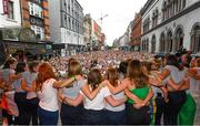6 August 2018; The Ireland team during their homecoming at Dame Street in Dublin after finishing second in the Women’s Hockey World Cup in London, England. Photo by Ramsey Cardy/Sportsfile