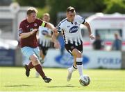 6 August 2018; Dylan Connolly of Dundalk in action against Shane O'Connor of Cobh Ramblers during the EA Sports Cup semi-final match between Cobh Ramblers and Dundalk at St. Colman's Park in Cobh, Co. Cork. Photo by Ben McShane/Sportsfile