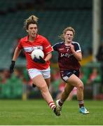6 August 2018; Doireann O'Sullivan of Cork in action against Nicole Feery of Westmeath during the TG4 All-Ireland Ladies Football Senior Championship quarter-final match between Cork and Westmeath at the Gaelic Grounds in Limerick. Photo by Diarmuid Greene/Sportsfile